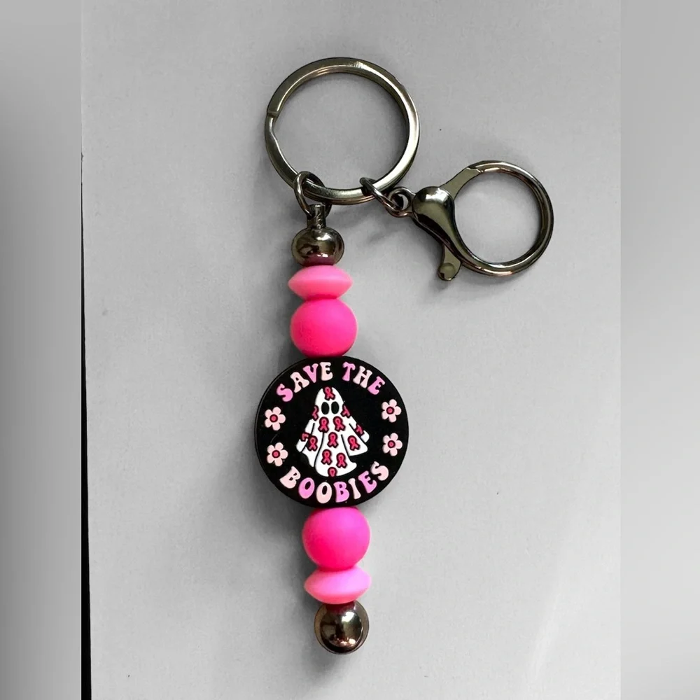 Save The Boobies Keychain Pink - Picture 1 of 3